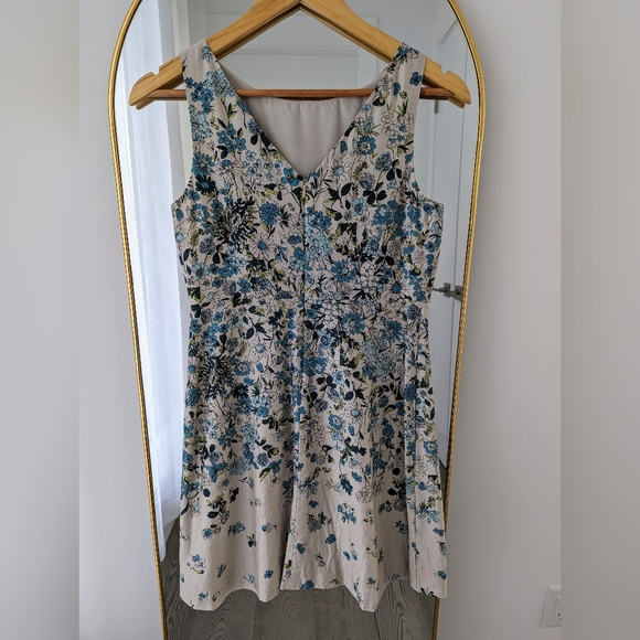 Loft Floral Dress 100% Cotton Fully Lined Size 2 Petite - Picture 2 of 4